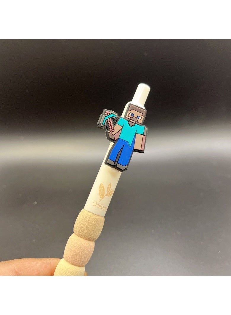 MINECRAFT 6pcs Minecraft Ballpoint Pen Game Merchandise Stationery Magnetic Block Building Block Matching Gel Pen Ballpoint Pen - Image 2